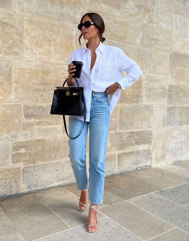 camisa branca e jeans